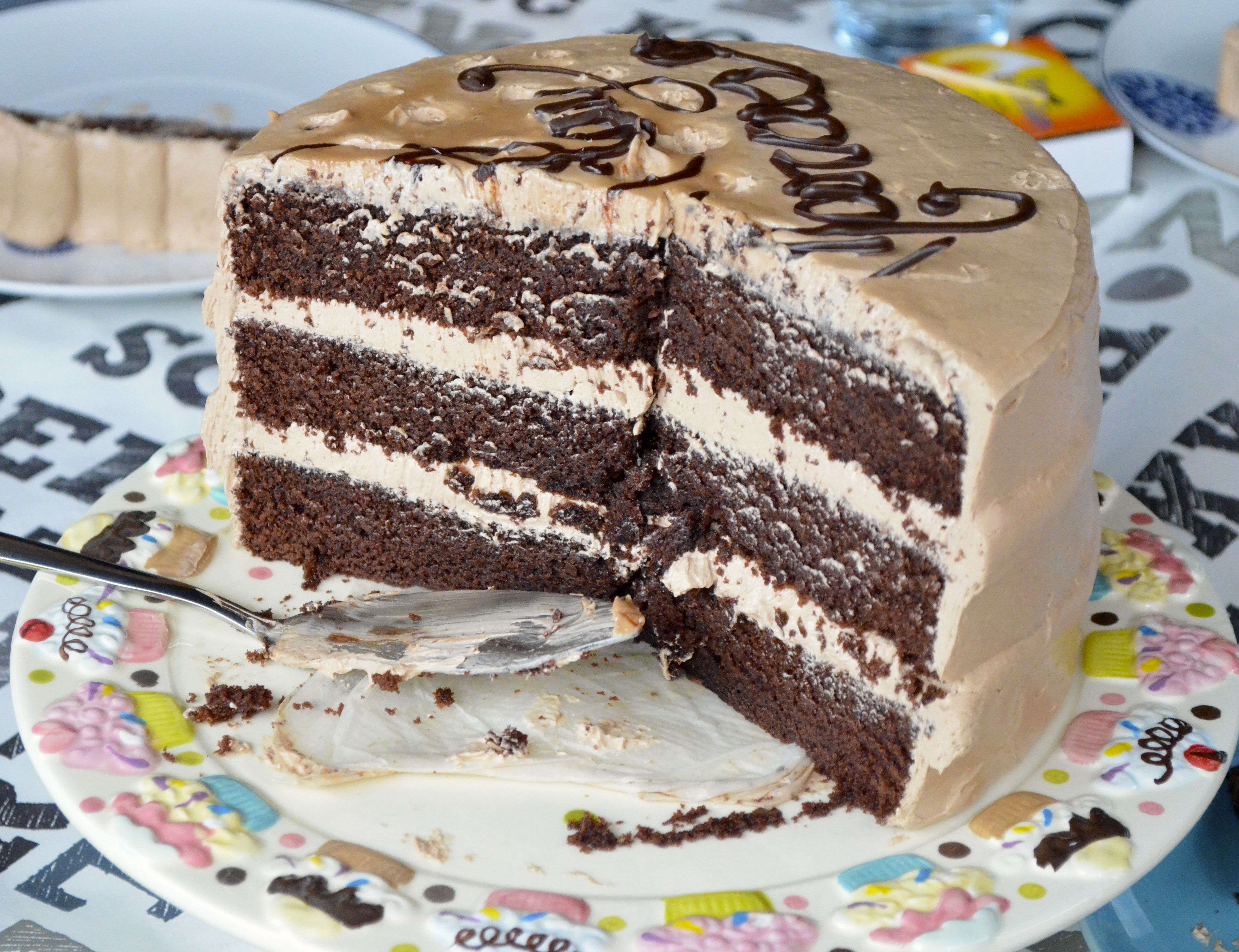 Chocolate cake cut
